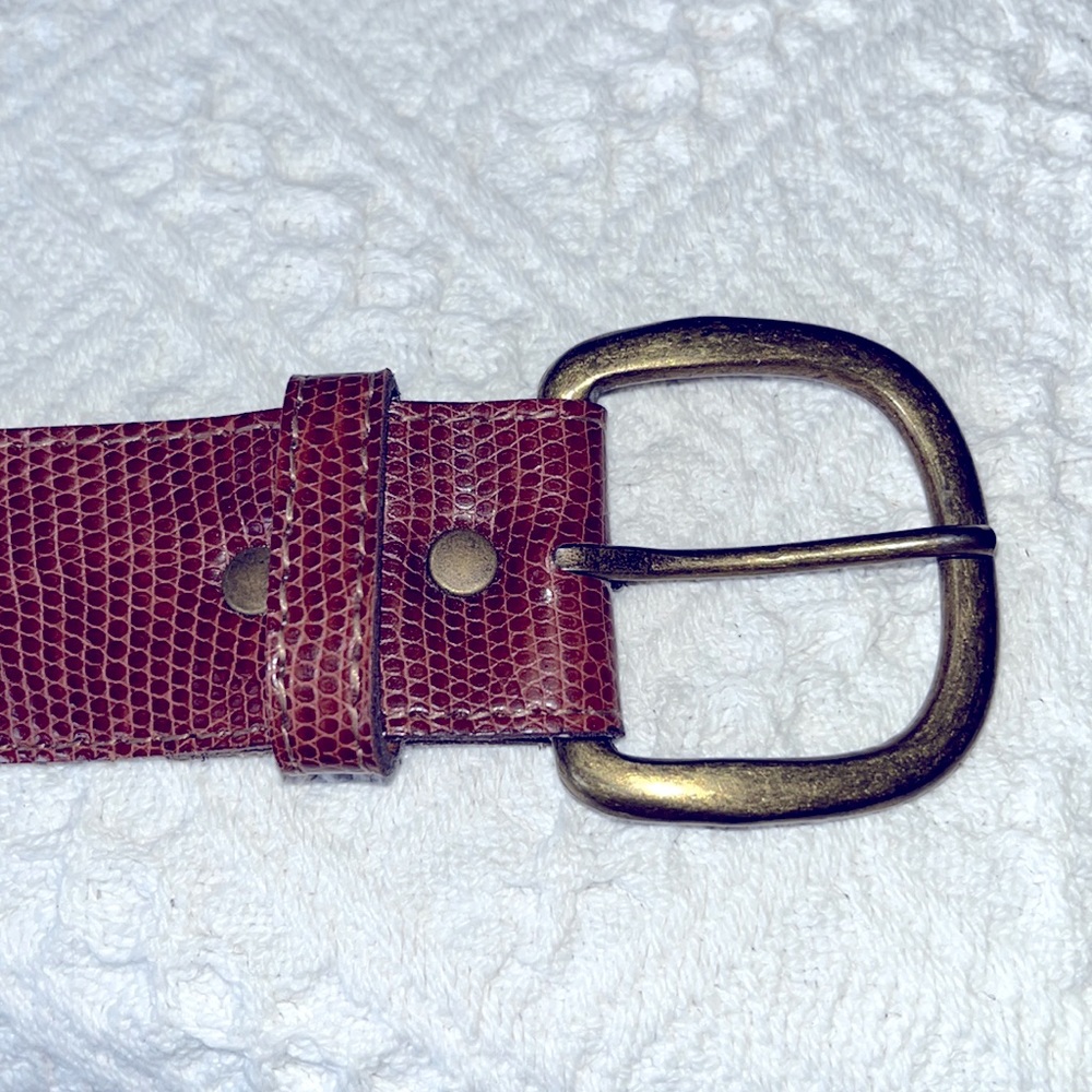 Brown Snakeskin Look Belt with Antique Brass Buckle 6 - Picture 2 of 5